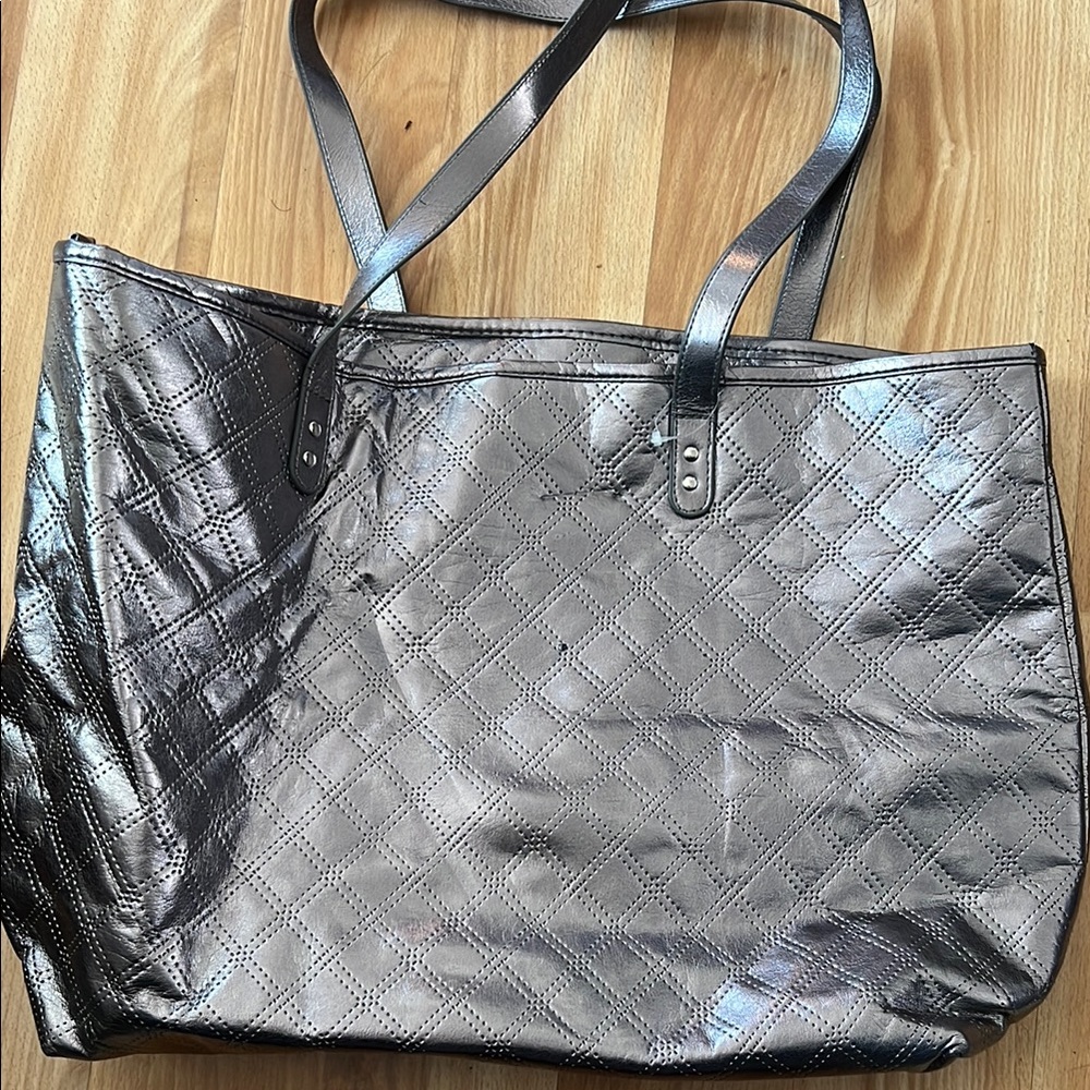 Sophisticated Silver Quilted Tote Bag